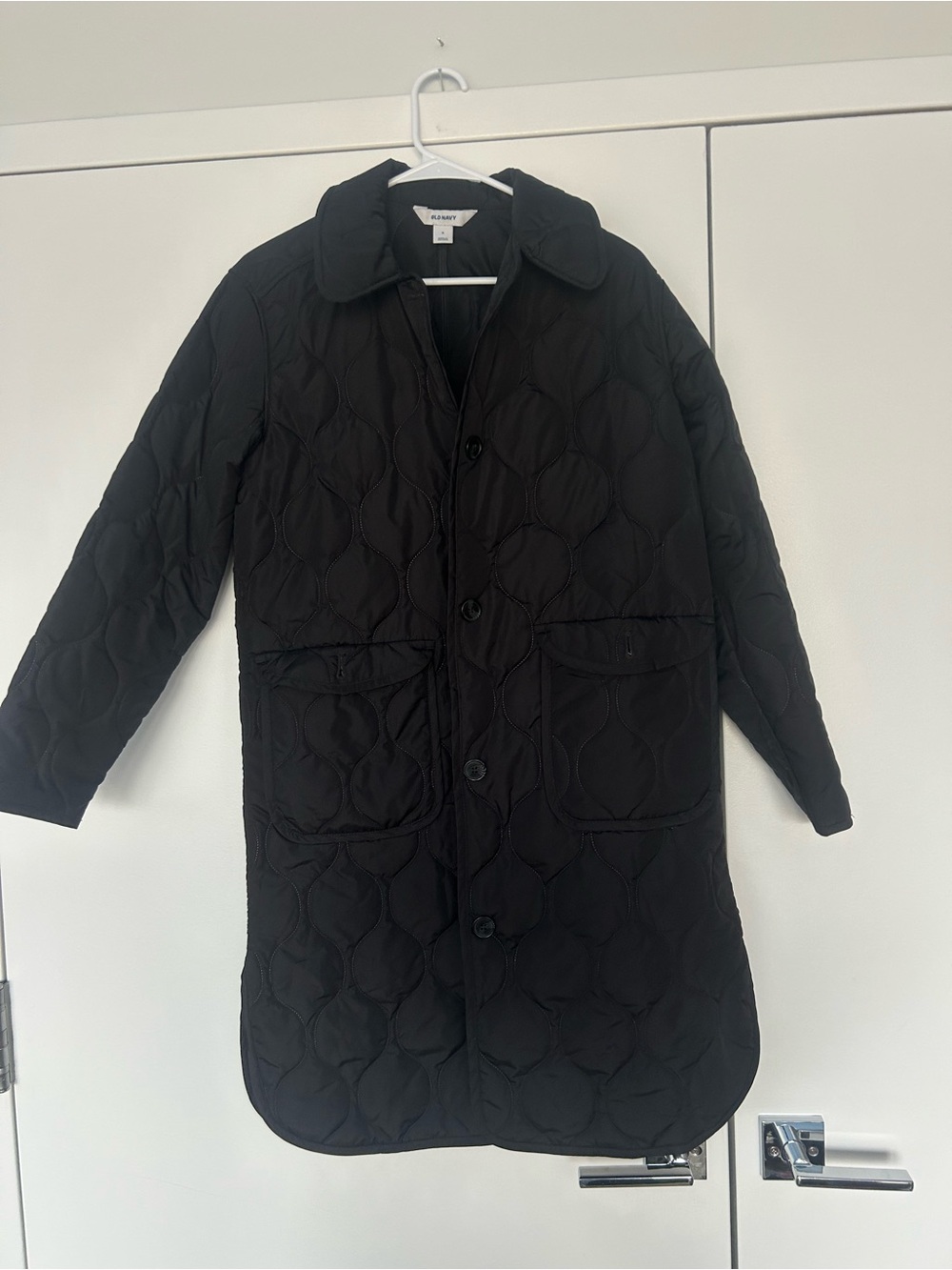 Old Navy Black Quilted Long Coat